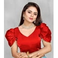 thumbnail image 1 of Festive Red Puff Sleeve Silk Blouse with Traditional Detailing, 1 of 1