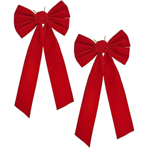 Festive Red Velvet Bows - 20"x9" - Perfect as Tree Ornaments - Tree Filler - Decorative Ornaments