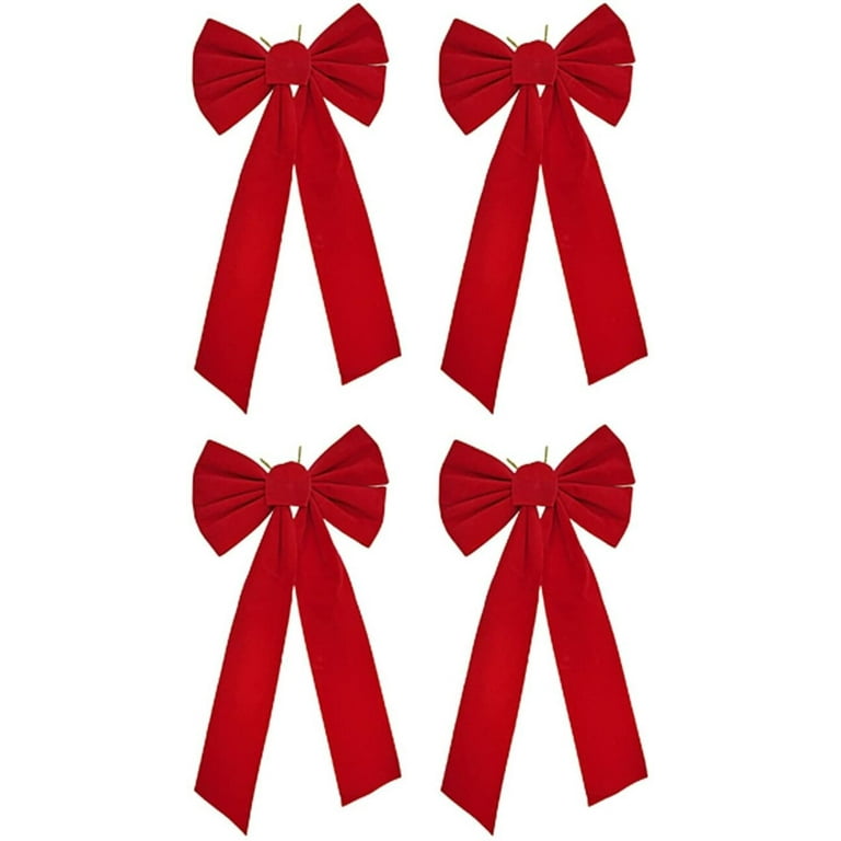 Festive Red Velvet Bows - 20x9 - Perfect as Tree Ornaments - Tree Filler  - Decorative Ornaments