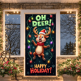 thumbnail image 1 of Festive Reindeer Christmas Banner Holiday Decoration Colorful Lights for Winter Celebration Indoor Decoration Kids Party, 1 of 9