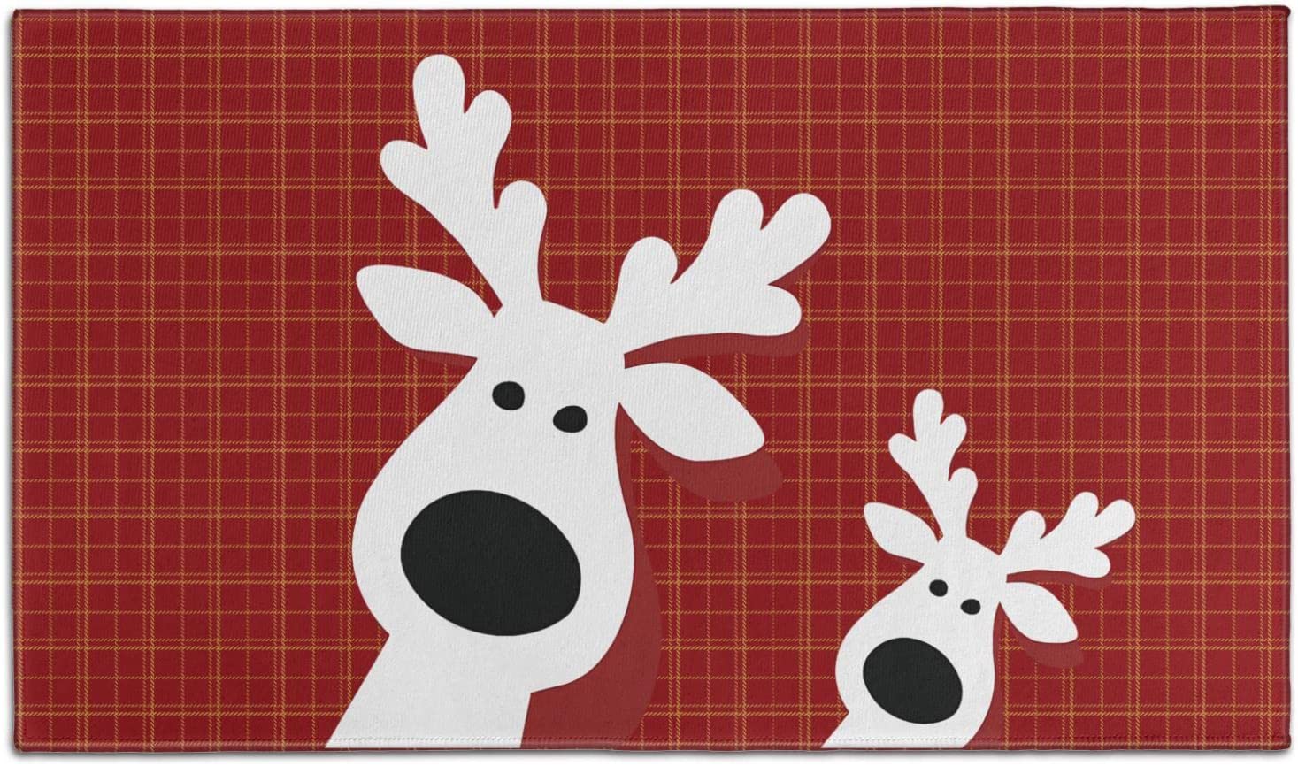 Festive Reindeer Pattern Kitchen Mat Christmas Door Mat Indoor Thanksgiving Floor Mat Kitchen 
