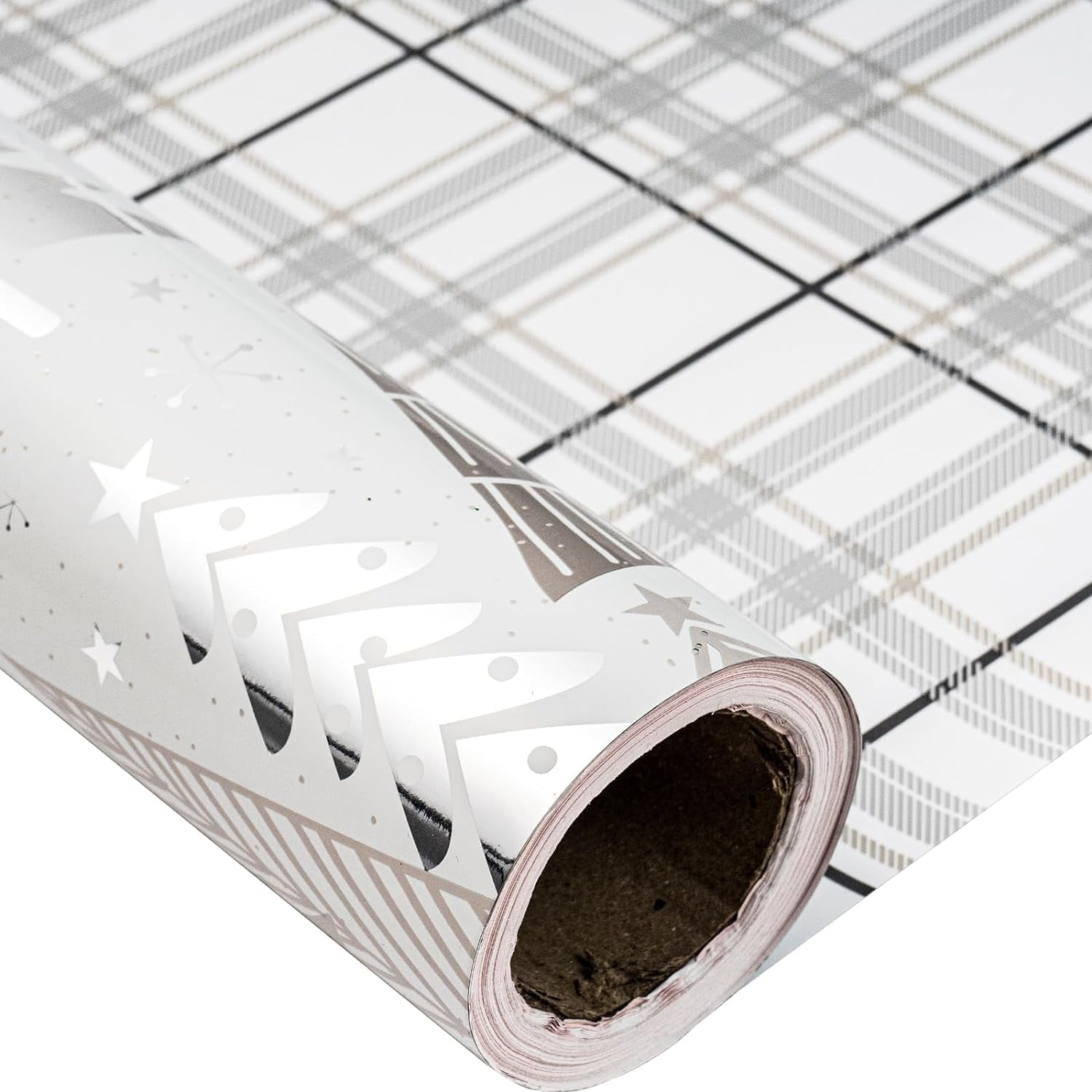 Festive Reversible Christmas Wrapping Paper Jumbo Roll Santa Sleigh & Festive Plaid 24