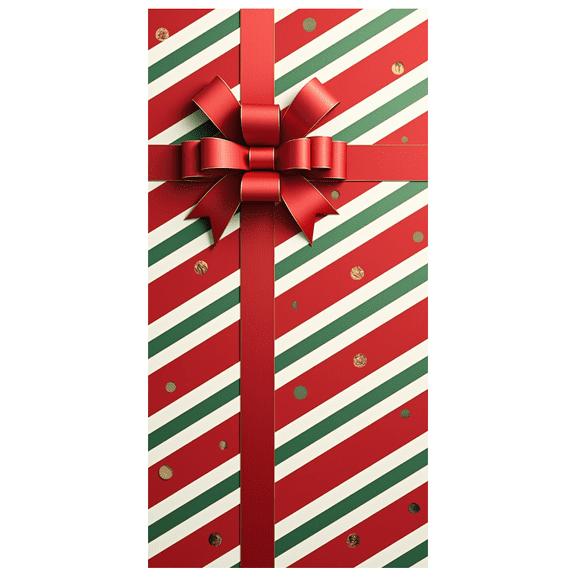 Festive Ribbon Gift Wrap Banner Christmas Decoration Holiday Stripes Design for Party Celebration Indoor Event Seasonal Decor