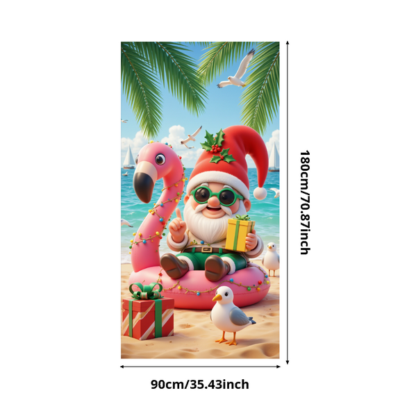Festive Santa Banner Beach Holiday Christmas Flamingo Decor Gift Present for Holiday Party Summer Celebration Beach Gathering