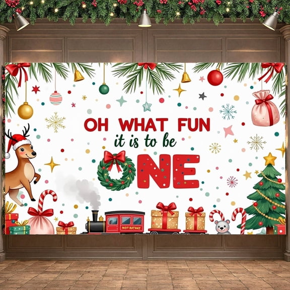 Festive Santa Banner Christmas Train Decoration Holiday Prop for Kids Party Celebration Winter Theme