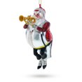 thumbnail image 1 of Santa Playing Trumpet Glass Christmas Ornament, 1 of 5