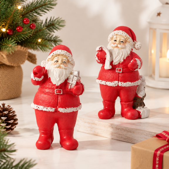 Festive Santa Clafigurines Set Of 2 Minimas Decorations