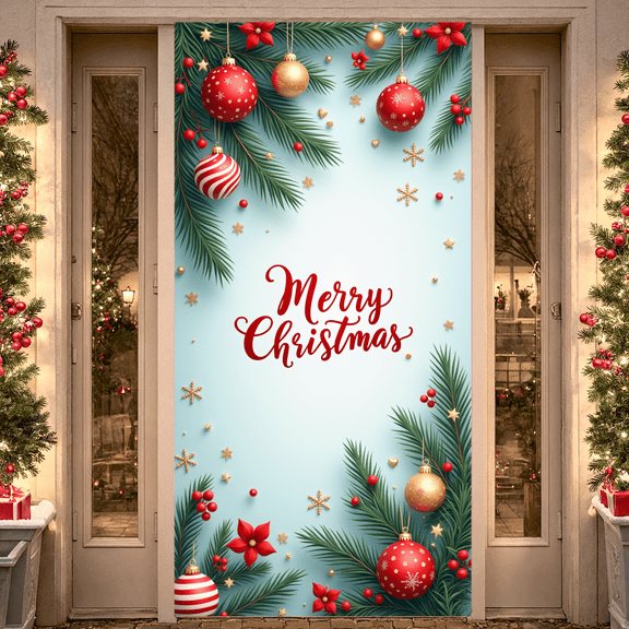 Festive Santa Claus Christmas Banner Snowflake Design Holiday Decoration for Christmas Party Winter Celebration Home Decor