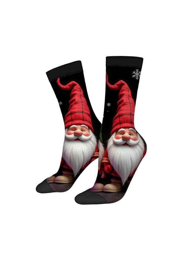 Festive Santa Claus Socks - 2 Pairs of Unisex Trendy Socks with Cheerful Design Hat & Snowflakes for All Seasons
