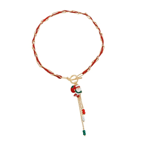 Festive Santa Necklace with OT Clasp Alloy Jewelry for Holiday Gifts & Everyday Elegance