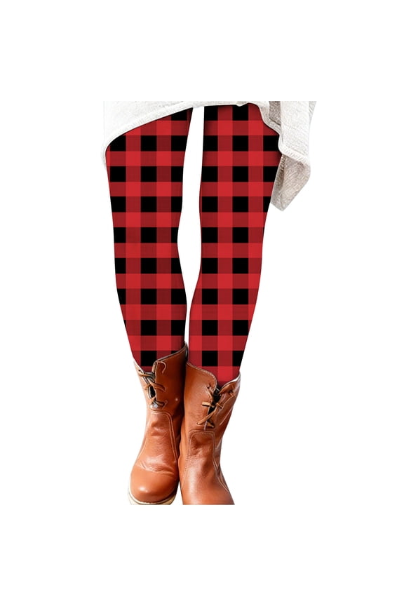 Festive Santa Print Elastic Waist Soft Comfy Pajama Pants Ankle Length Day Leggings for Women