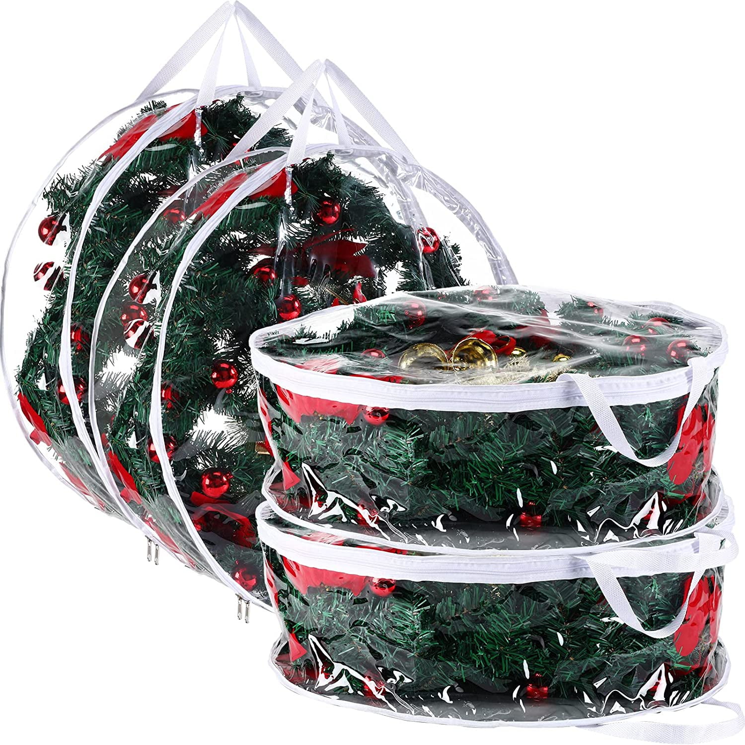 Festive Season 30 Inch Christmas Wreath Storage Container Clear
