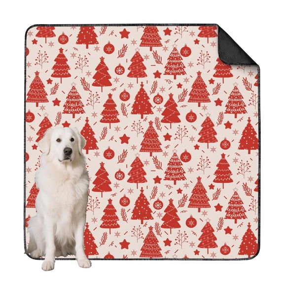 Festive Season 72" x 72" Washable Puppy Pads, Christmas Themed Reusable Dog Mats for Oversized Couch, Floor, and Giant Area Coverage