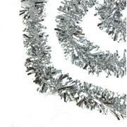 Festive Shiny Thick Cut Christmas Tinsel Unlit-5 Ply, 50', Silver