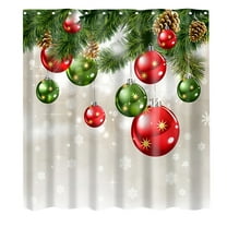 Festive Shower Curtain Christmas Pattern Polyester Waterproof Bathroom Decor 35x71 Inches
