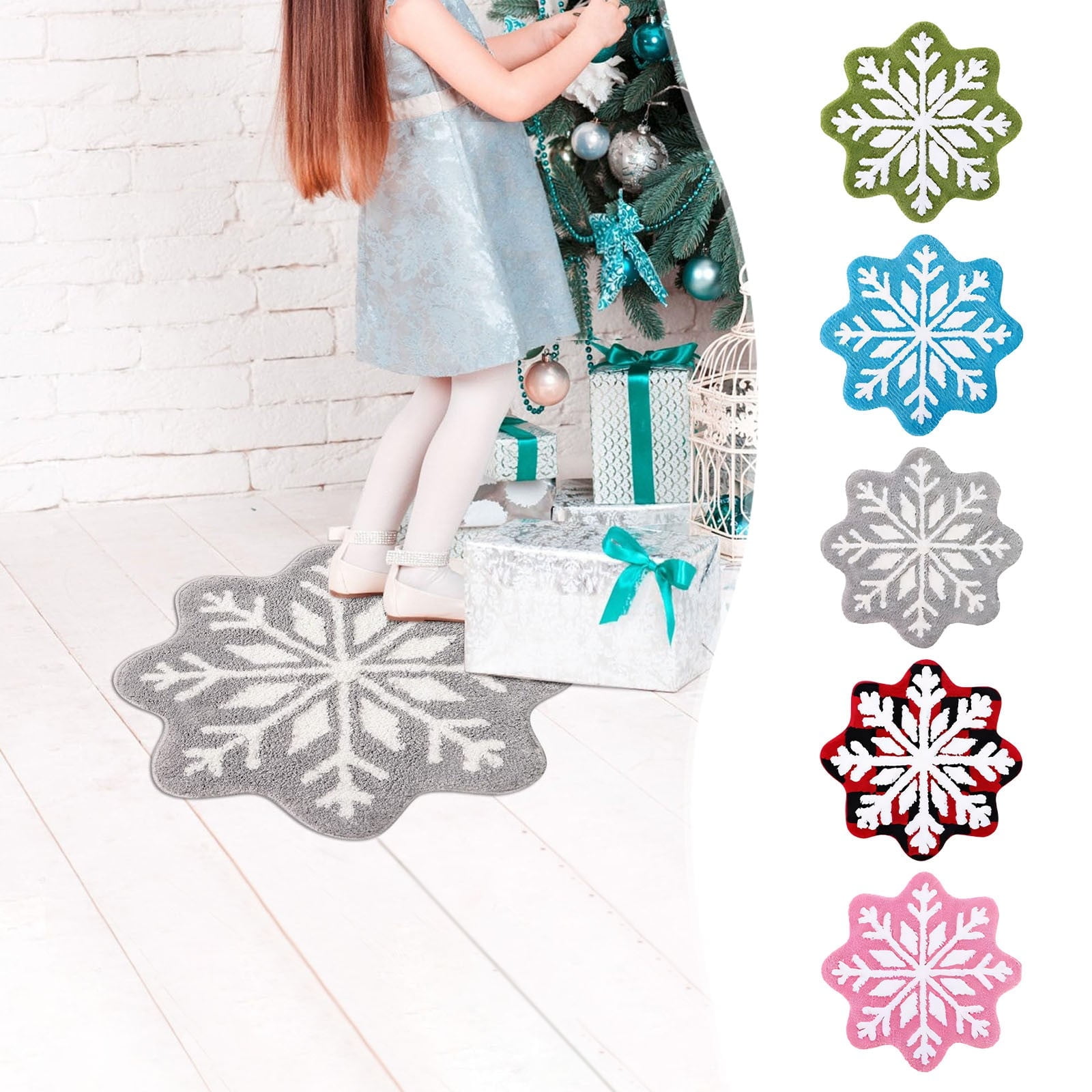 Festive Snowflake Doormat - Non-Slip Christmas Entry Rug, Durable ...