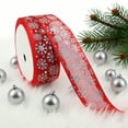 thumbnail image 1 of Festive Snowflake Gift Ribbon&nbsp;– 177 Inch Polyester Decorative Ribbon for Christmas Tree Wrapping Wedding Decor Crafting White Red Beige, 1 of 7