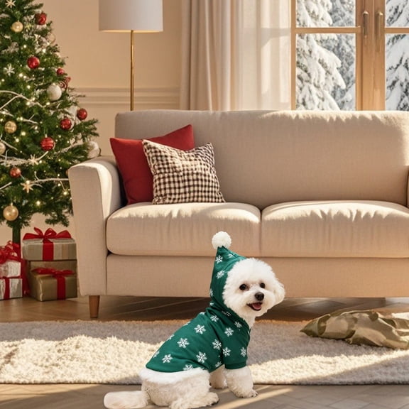 Festive Snowflake Winter Warm Coat Soft Comfortable Holiday Apparel For Small Medium Dogs