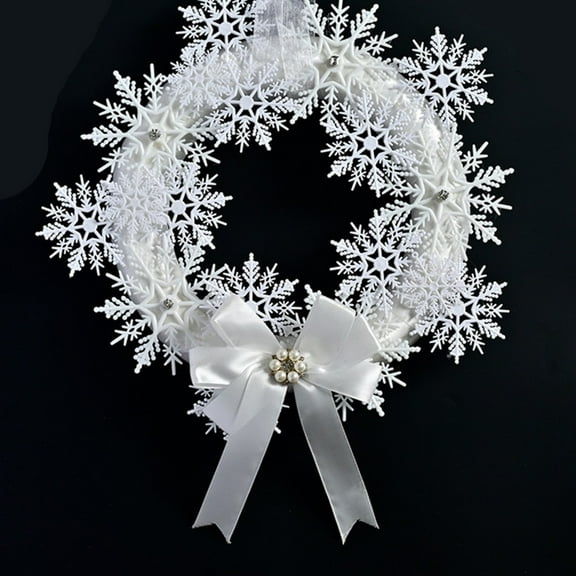 Festive Snowflake Wreath With Bow: 33Cm Holiday Decor For Christmas Cheer!