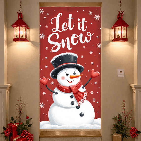 Festive Snowman Banner Christmas Decoration Winter Theme Holiday Party Let it Snow for Home Decoration Seasonal Celebration Winter Event