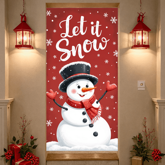Festive Snowman Banner Christmas Decoration Winter Theme Holiday Party Let it Snow for Home Decoration Seasonal Celebration Winter Event