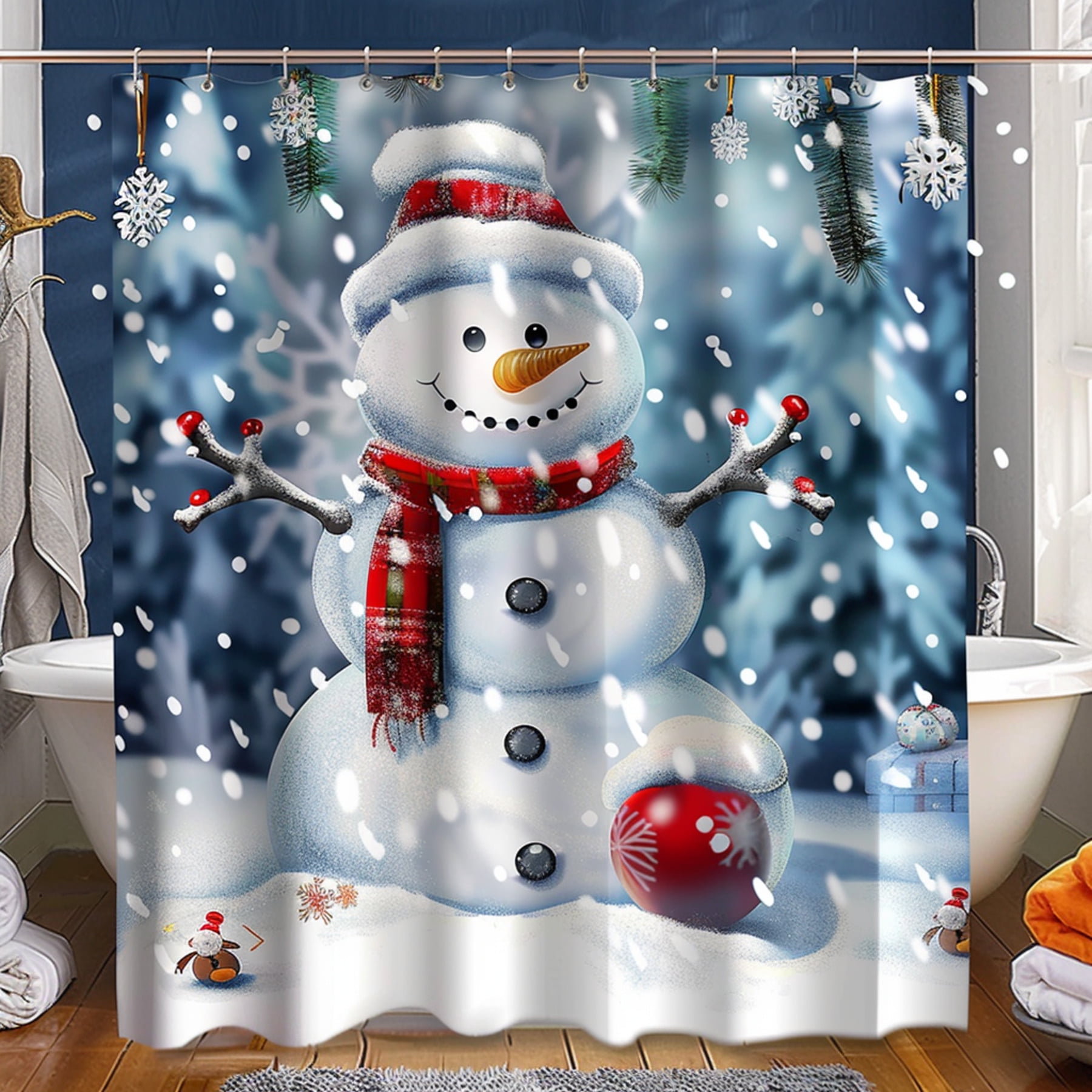 Festive Snowman Bathroom Decor Set with Snowflake Accents Perfect for ...
