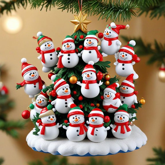 Festive Snowman Christmas Tree Ornament Elegant Acrylic Holiday Decoration for Seasonal Home and Festive Celebrations with Standing Design