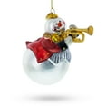 thumbnail image 1 of Festive Snowman Playing Trumpet Glass Christmas Ornament, 1 of 4