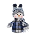 thumbnail image 1 of Festive Snowman Plush Figure in Blue Fabric for Christmas Tree Hanging and Seasonal Living Room Ornament Holiday Gift Idea, 1 of 8