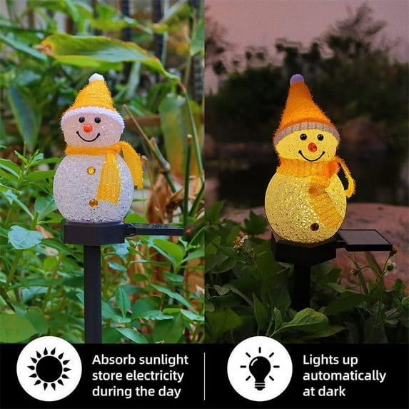 Festive Solar-Powered Snowman Floor Stake Lights for Christmas Decoration,Automatic Dusk to Dawn Sensor and Waterproof Design, Ideal for Gardens, Courtyards Red