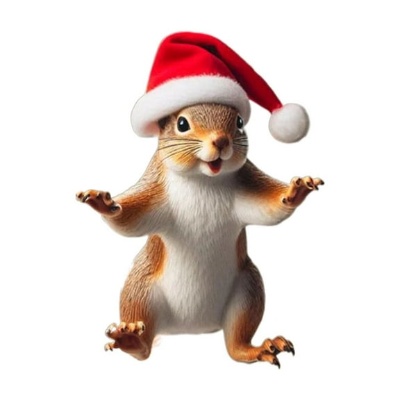 Festive Squirrel Figurine with Santa Hat Charming Holiday Decor for Home, Office, Gifts Christmas Animal Collectible