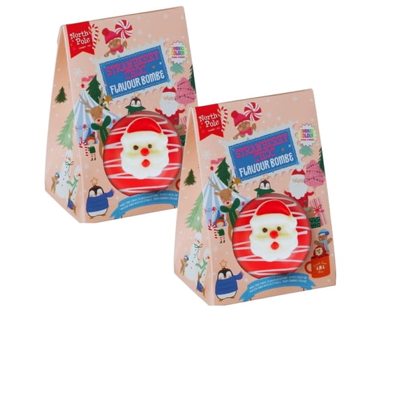Festive Strawberry Hot Chocolate Bombs - Sweet Christmas Treat (Pack of 2) - Treat for Kids and Adult