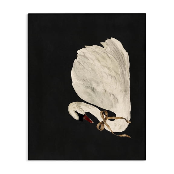 Stupell Industries Festive Swan with Ribbon Canvas Wall Art, design by Lettered and Lined