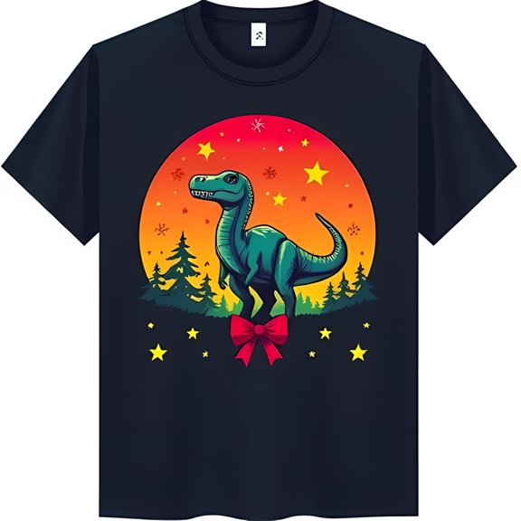 Festive T-Shirt with Sunset Stars & Snowflakes Whimsical Holiday Design