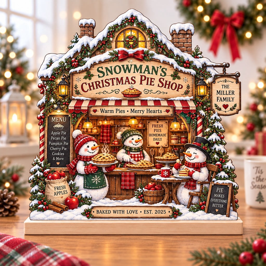 Festive Tabletop Display Snowman Pie Shop - Walmart.com