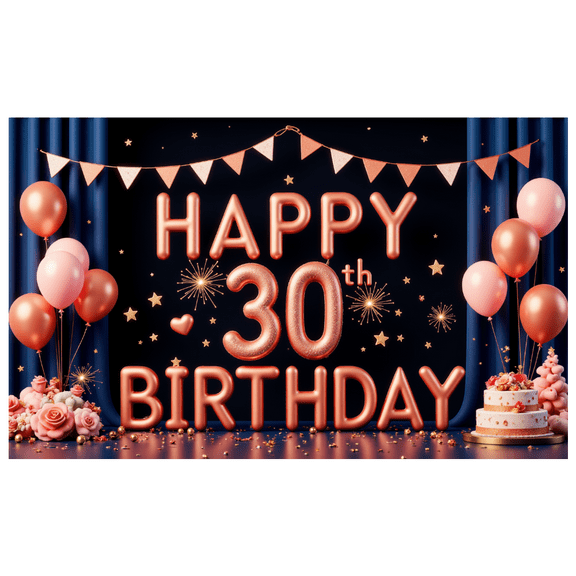 Festive Theme Happy 30th Birthday Banner Decorative Design Event Banner Party Decor for Birthday Party Indoor Celebration Photo Shoot