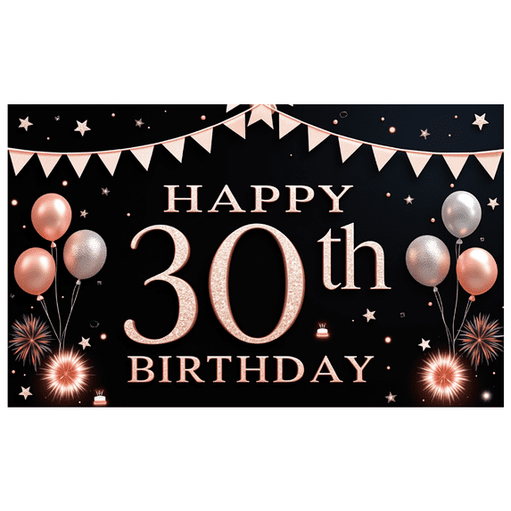 Festive Theme Happy 30th Birthday Banner Decorative Design Event Banner Party Decor for Birthday Party Indoor Celebration Photo Shoot