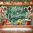 thumbnail image 1 of Festive Theme Merry Christmas Banner Colorful Design Christmas Banner Christmas Elements Candy Cane Pattern Holiday Banner for Christmas Party Home Decoration Family Gathering, 1 of 9