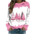 thumbnail image 1 of Festive Tops for Women Christmas Outfits Long Sleeve Crewneck Sweatshirt Lightweight Graphic Pullover Holiday Shirt (S, Pink), 1 of 6