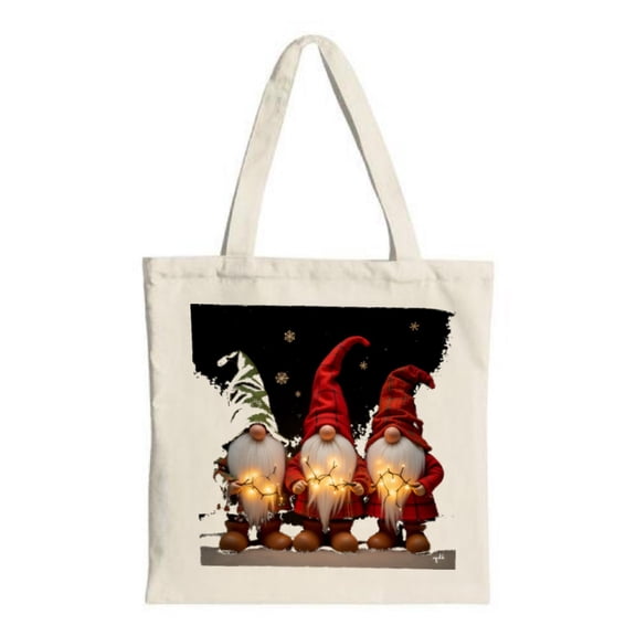 Festive Tote Bag - Canvas Reusable Shopping Bag with Christmas Lights Design Perfect for Parties Travel & Shopping