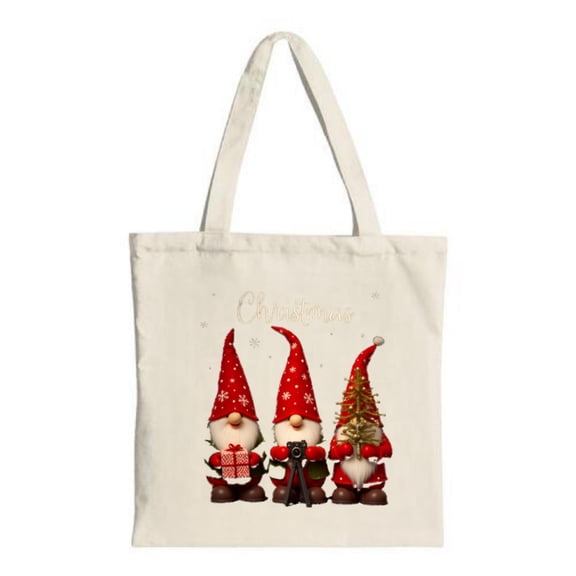 Festive Tote Bag - Canvas Reusable Shopping Bag with Christmas Perfect for Parties Travel & Holiday Shopping