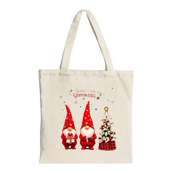 Festive Tote Bag - Canvas Reusable Shopping Bag with Christmas Tree Design Perfect for Parties Travel & Shopping