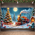 thumbnail image 1 of Festive Train Christmas Scene Winter Holiday Backdrop Decorative Snowy Forest for Family Gathering Holiday Party Seasonal Celebration, 1 of 8