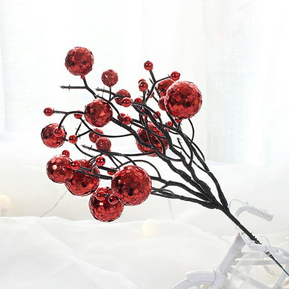 Festive Twig Ornaments with Berry Accents DIY Decor Accessories for Christmas Tree Wreath Holiday Celebration Home Decoration Arrangement