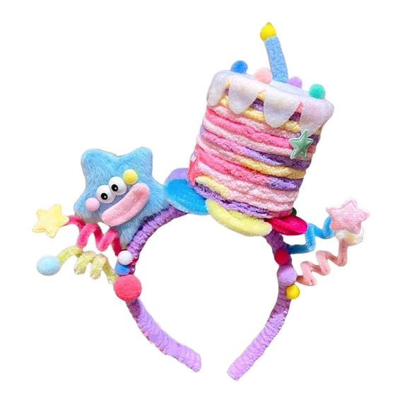 Festive Twisted Headband with Star Cake Decoration Headpieces Comfortable Headwear for Kids and Adults