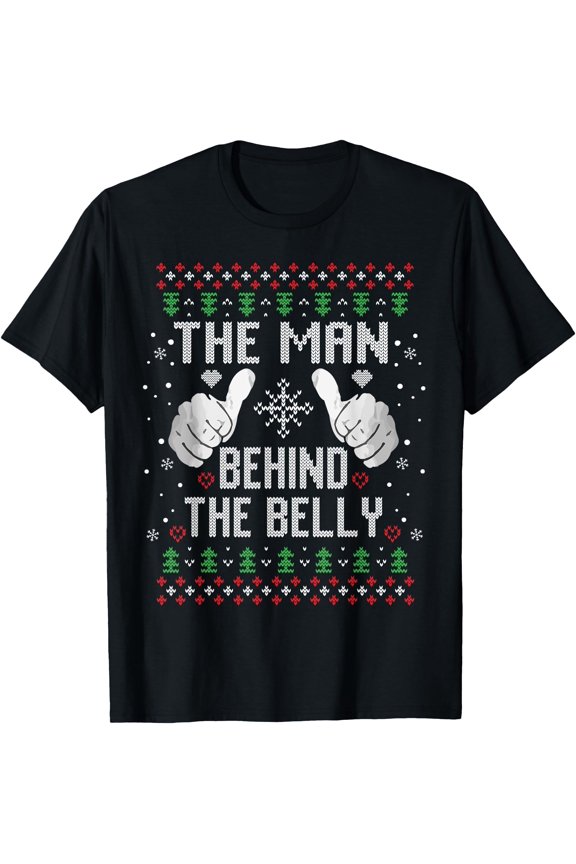 Festive Ugly Christmas Style Dad Pregnancy Reveal T-Shirt for Expecting Fathers