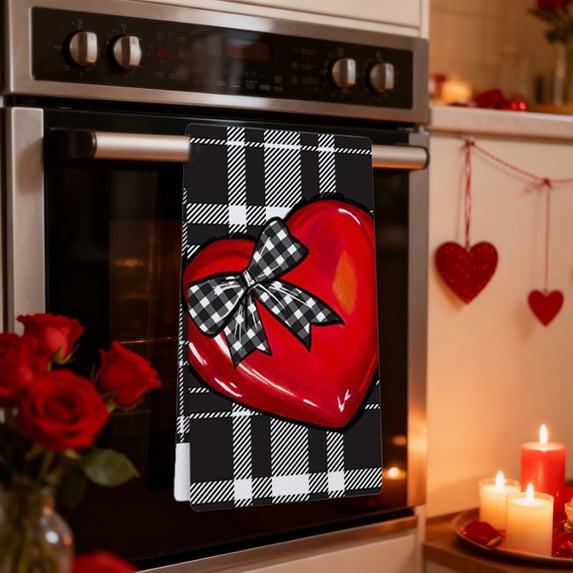 Festive Valentine's Day Dish Towel Highly Durable Quick Dry Kitchen Cloth Decorative Tea Towel for Cooking Baking Dishwashing Table Setting Holiday Home Decor
