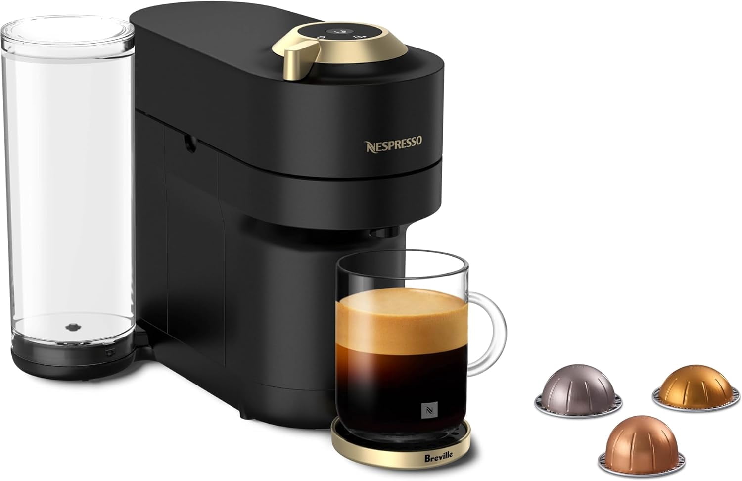 Festive Vertuo Pop+ Coffee and Espresso Maker, Matte Black Gold