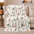 thumbnail image 1 of Festive Village Winter Holiday Illustration Pattern Christmas Scene, Festive Holiday Scene, Warm Flannel Blanket for Living Room and Reading Nook, Art Lovers Christmas Gift, Festive Home Decor, 1 of 9