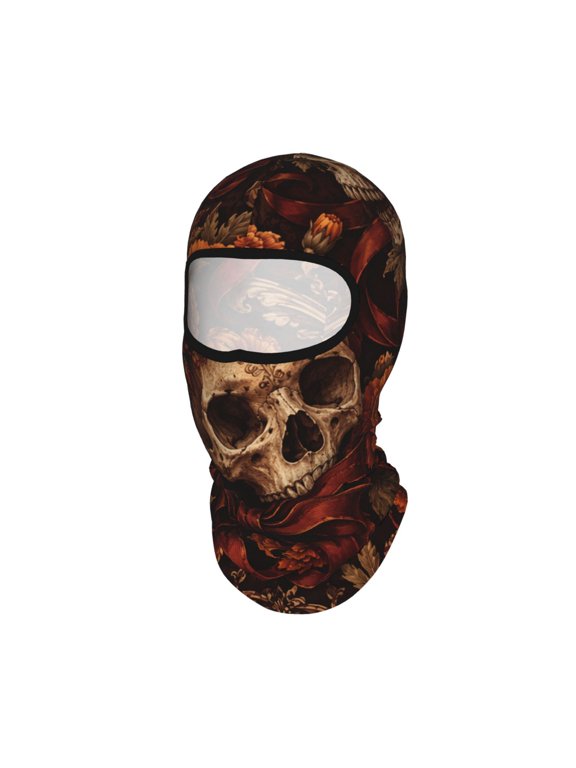 Festive Vintage Gothic Skull Unisex Balaclava Ski Mask Full Face Cover for Cold Weather & UV Protection, Breathable Cooling Helmet Liner
